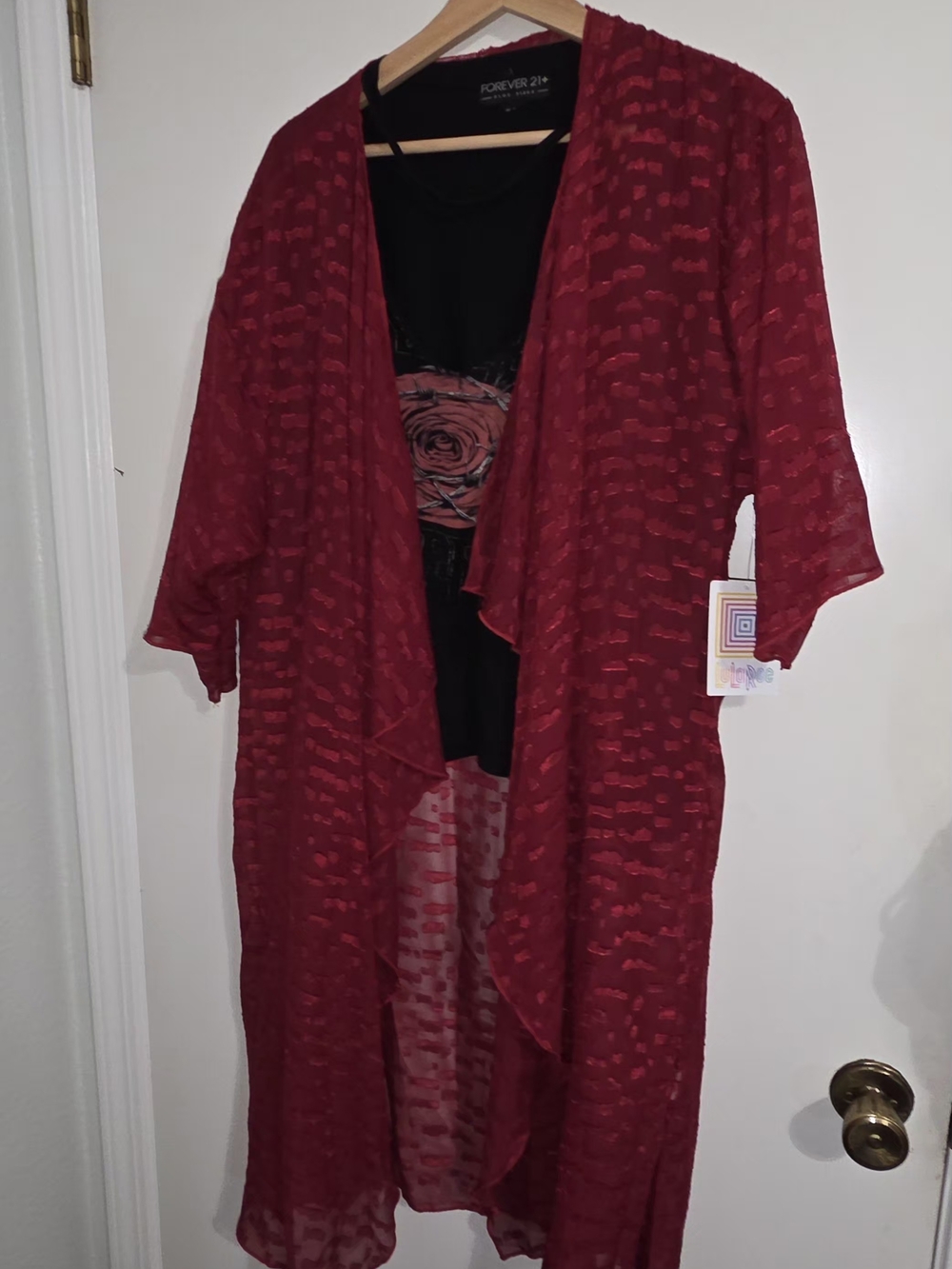 LuLaRoe Red Sheer Kimono